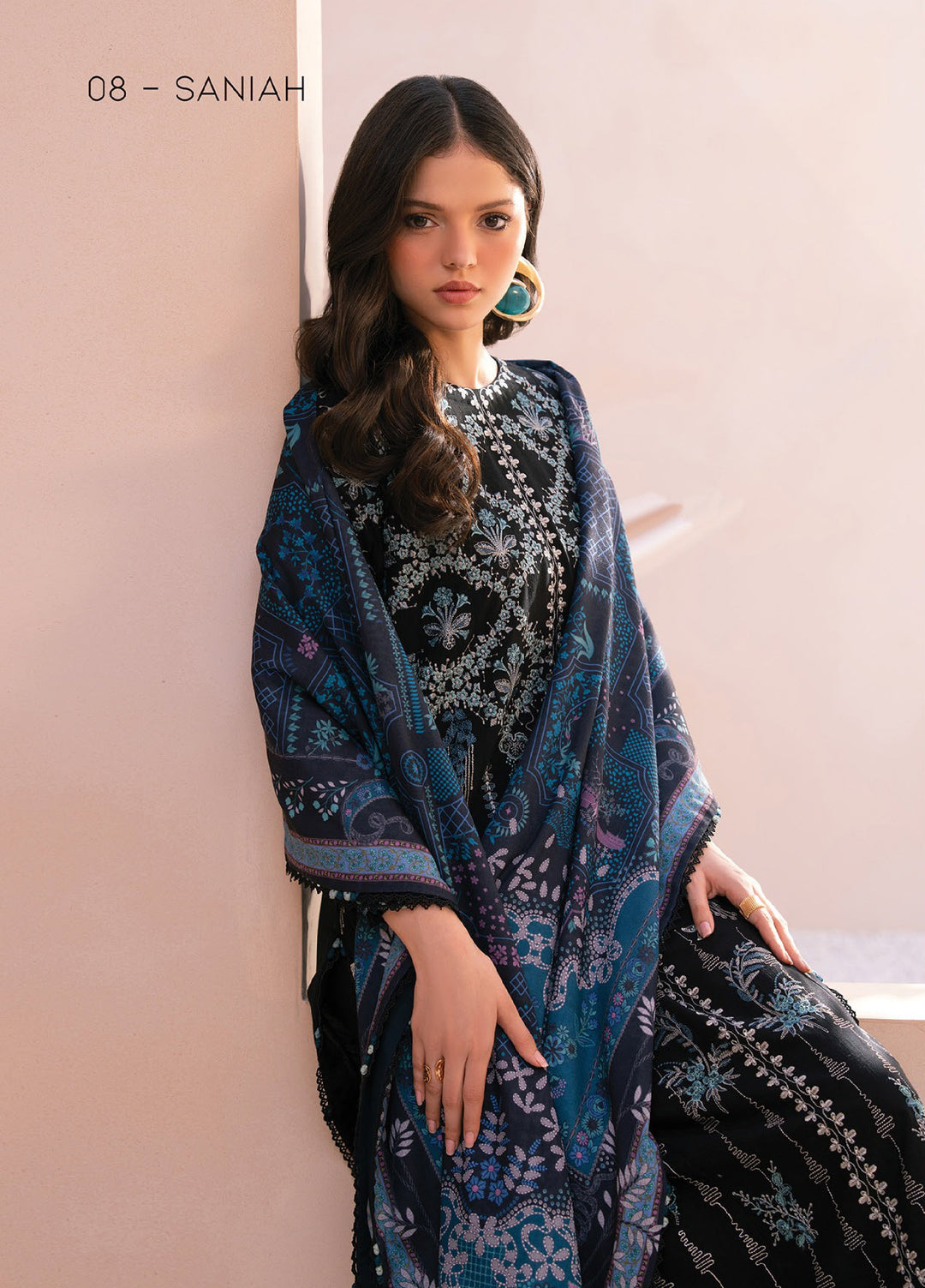 Rang e Khizaan by Xenia Unstitched Khaddar Embroidered Suits 3 Piece XE25SW D-08 SANIAH - Winter Collection