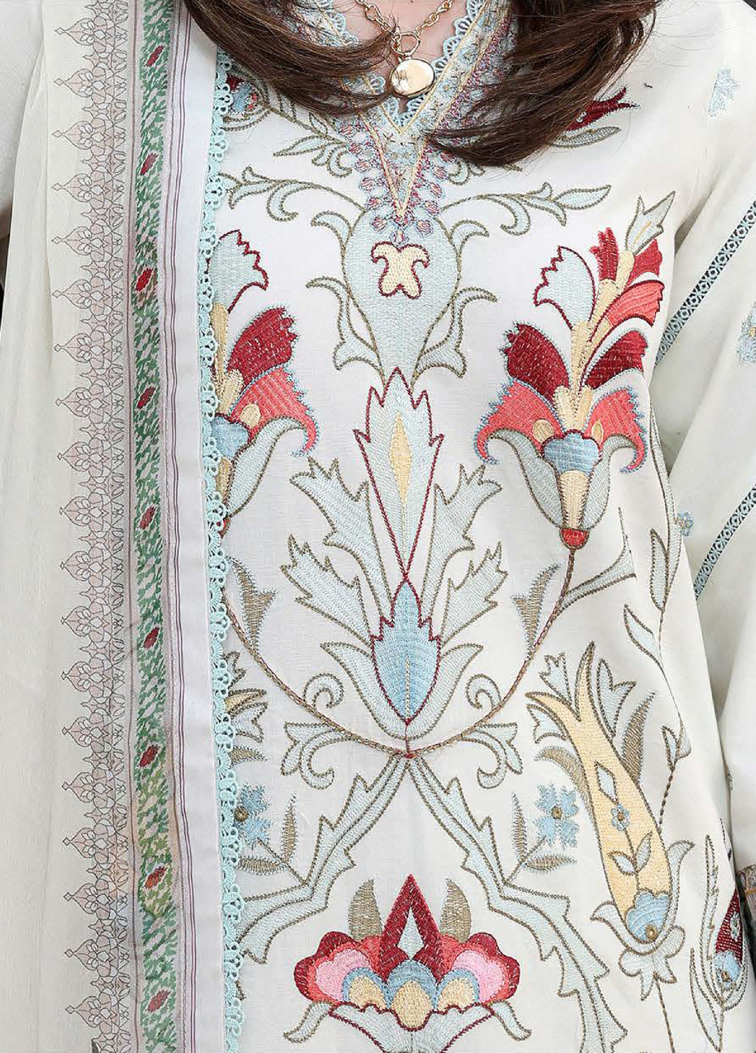 Floral Reverie by Roheenaz Unstitched Embroidered Lawn 3 Piece Suit RN26UFRL LUNAR GLOW - Festive Collection