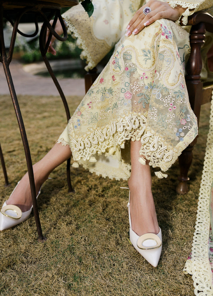 Camelia by Sundas Ahad Unstitched Embroidered Luxury Lawn 3 Piece Suit SNA26UC EL-04 Butter Yellow - Festive Collection