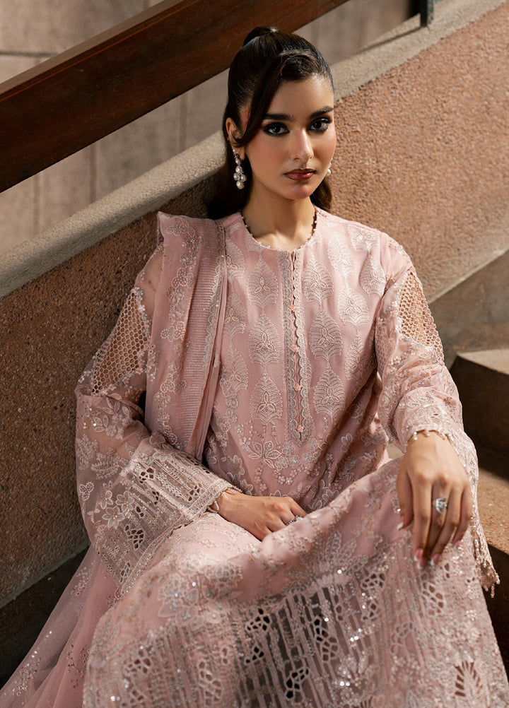Lazawal by Lavish Premium Unstitched Embroidered Chiffon 3 Piece Suit LVP26UCL Pink Blossom - Festive Collection