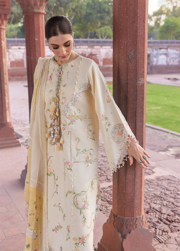 Flow by Crimson Unstitched Embroidered Lawn 3 Piece Suit CR26UFL D7 A-Ivory - Festive Collection