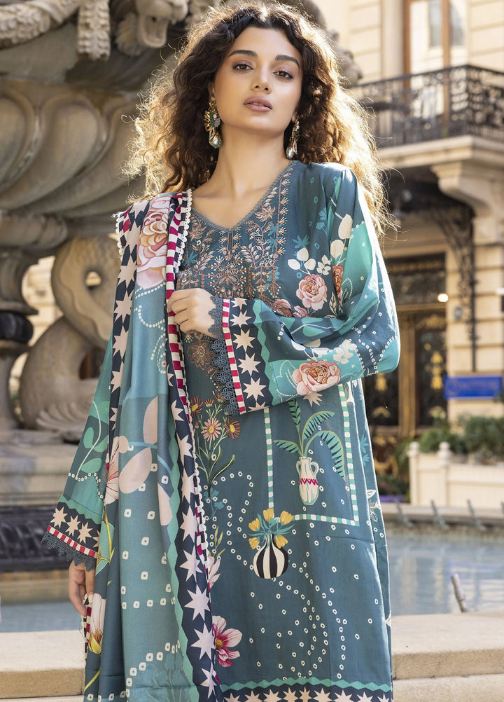 Meerak Women Pret Premium Embroidered Linen 3 Piece Florin - Winter Collection