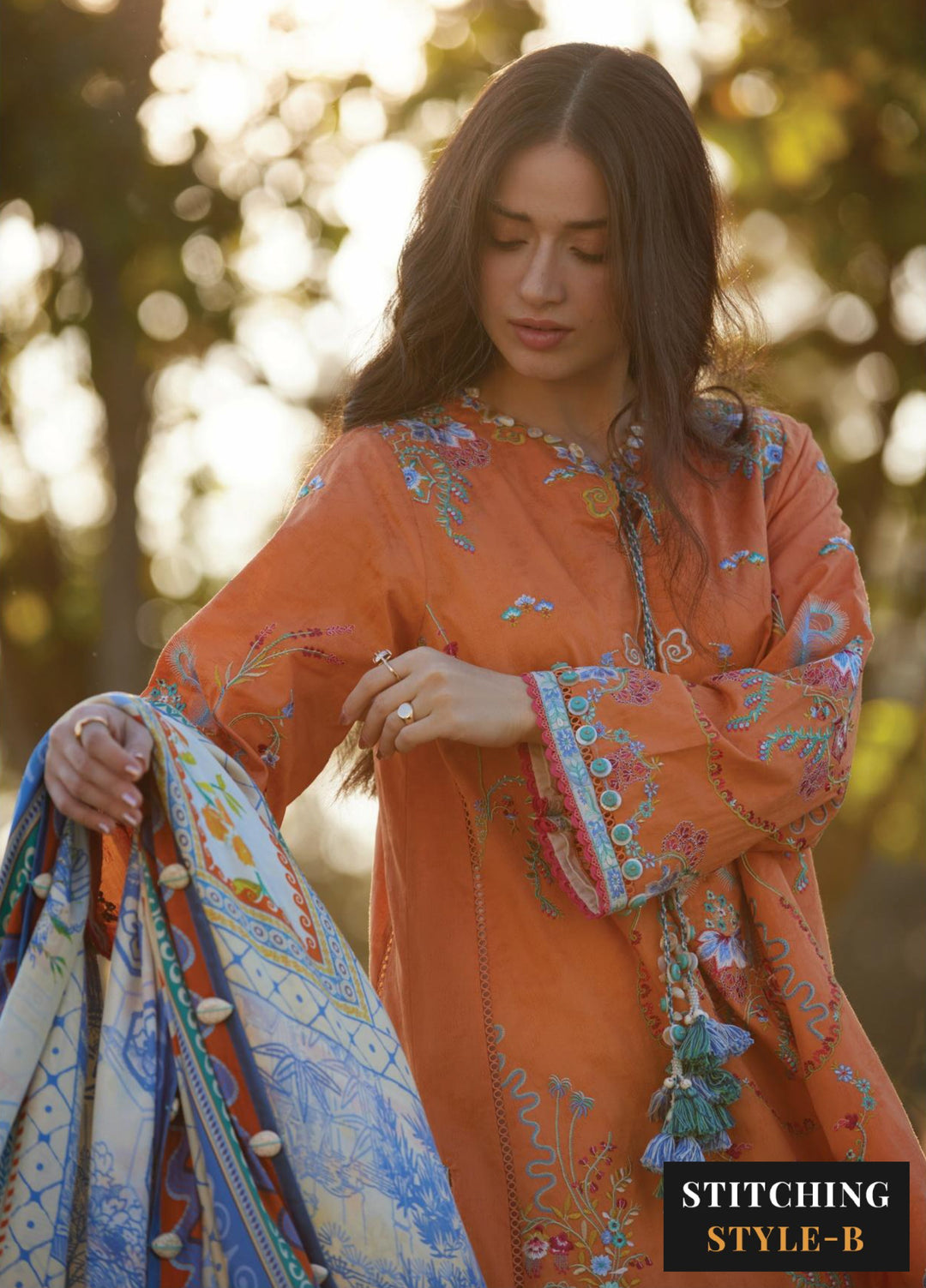 Farah Talib Aziz Unstitched Embroidered Lawn 3 Piece Suit FTA26UL FTA-04 LUCIA BURNT ORANGE - Summer