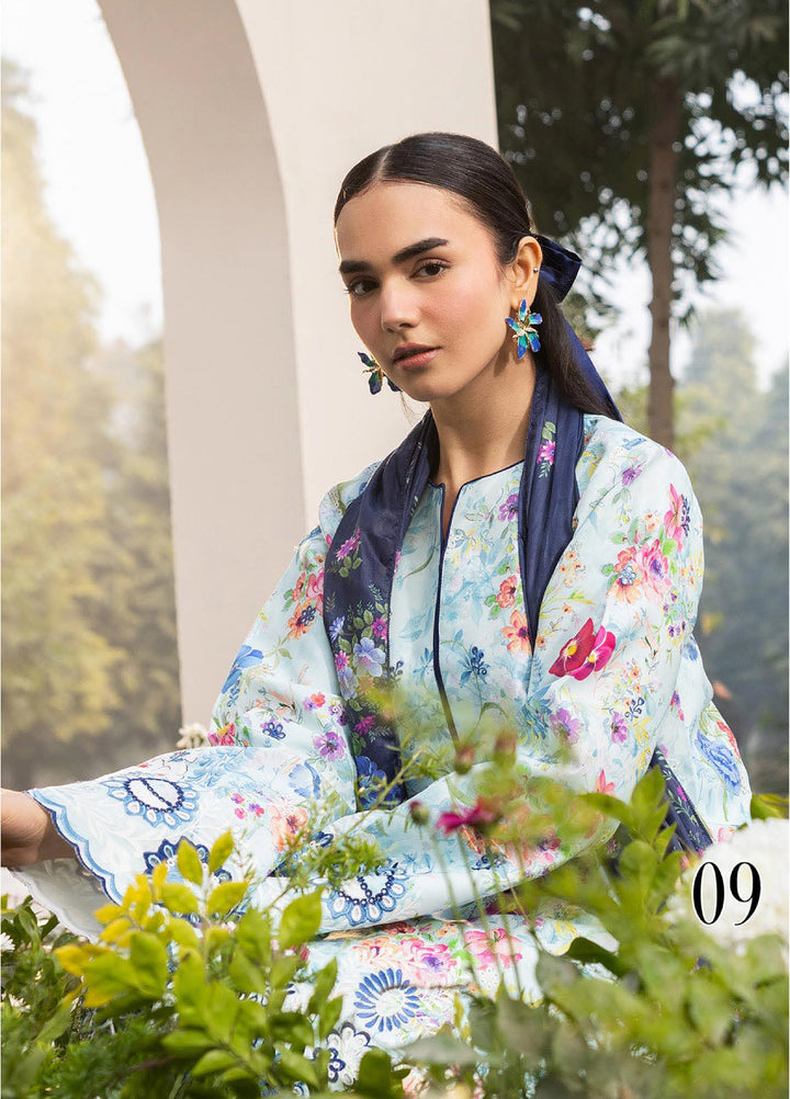 Summer Printkari Exclusive by RajBari Unstitched Embroidered Lawn 3 Piece Suit RB26USP D-09 - Casual Collection