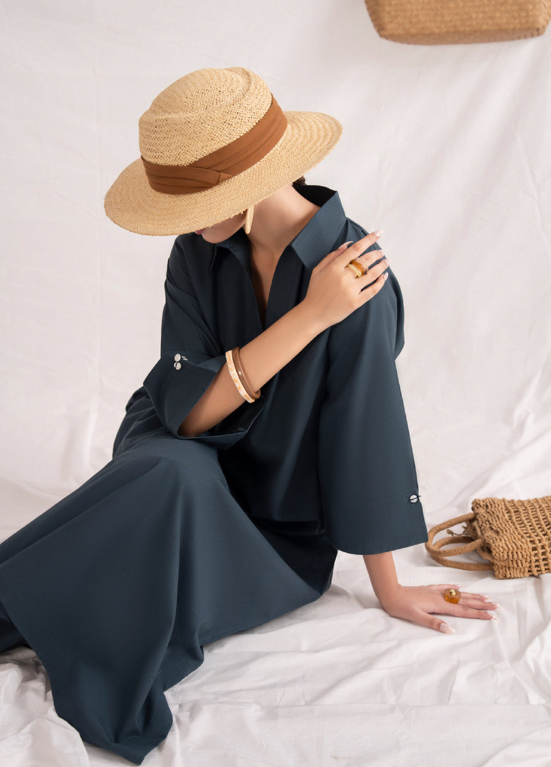 Like a Bird by Casuallite Women Pret Linen Solids Suits 2 Piece D-6 Coastal Muse - Winter Collection
