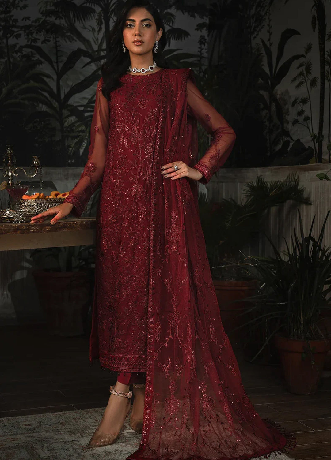 Zarif Women Unstitched Embroidered Net 3 Piece Suit ZR26UFC ZLR 01 MARLENE - Festive Collection