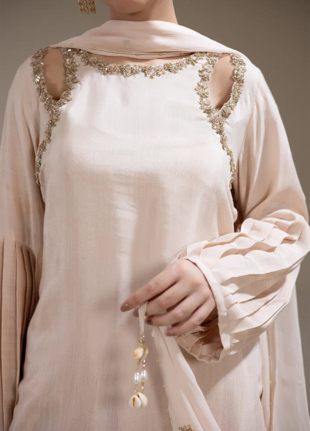 Alee Malic RTW Hand Work Raw Silk 3 Piece Suit Cashmere - Wedding Collection