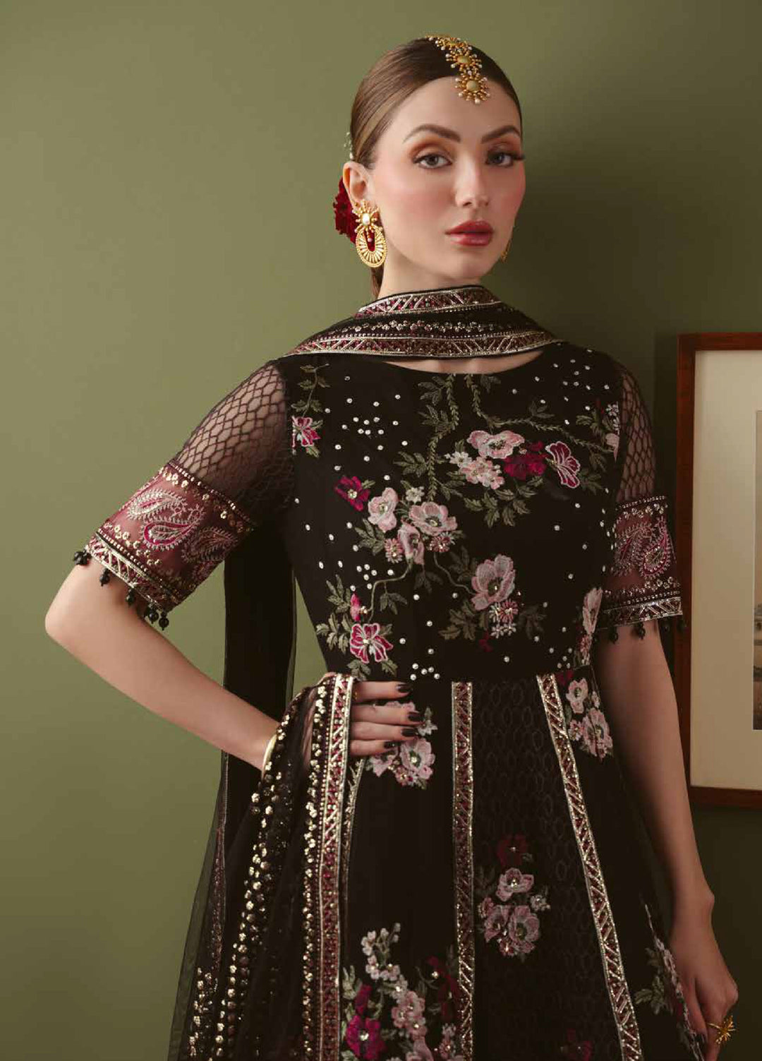 Elaya by Nureh Unstitched Embroidered Net 4 Piece Suit NU26UEF NEL-95 - Festive Collection