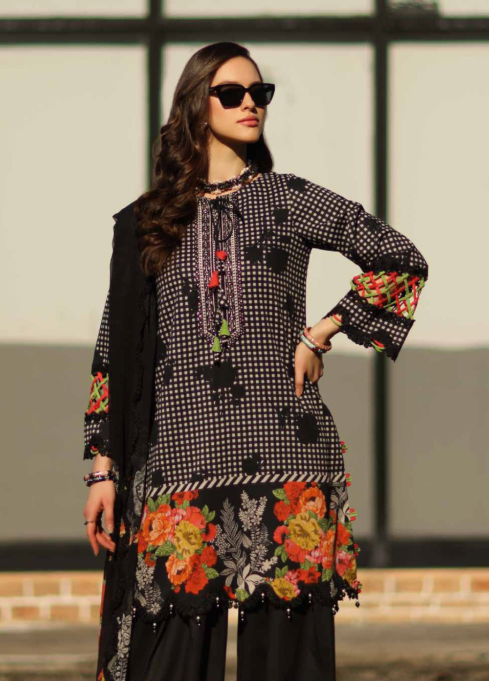 Combination by Charizma Unstitched Embroidered Luxury Lawn 3 Piece Suit CHR26UC CC6-02 - Summer Collection
