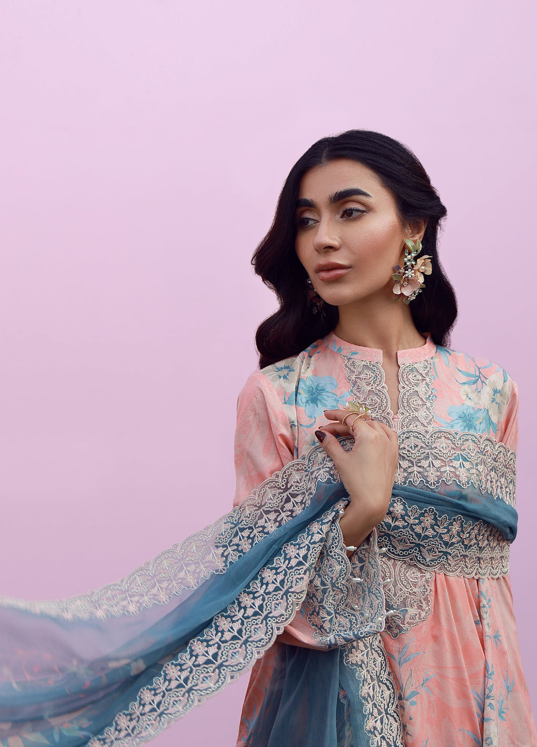 Mirha by Sahar Unstitched Embroidered Lawn 3 Piece Suit SS1-26-39 Blush Azure - Summer Collection
