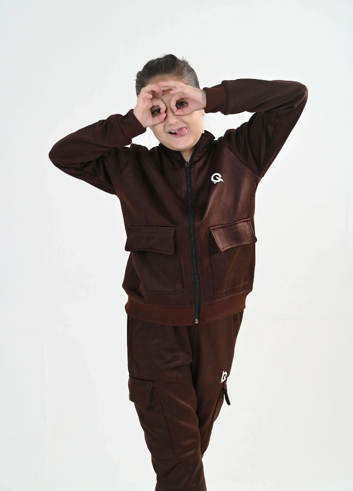 IQ Exclusive Kids Track Suit Fleece 2 PieceCocoa Cargo Charm Tracksuit-Unisex Kids - Winter Collection