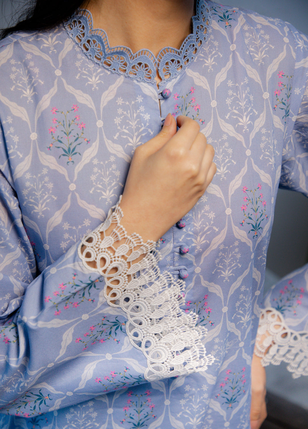 Sahar Unstitched Printed Cambric 1 Piece Shirt SS1-26-33 Sky Lattice - Summer Collection