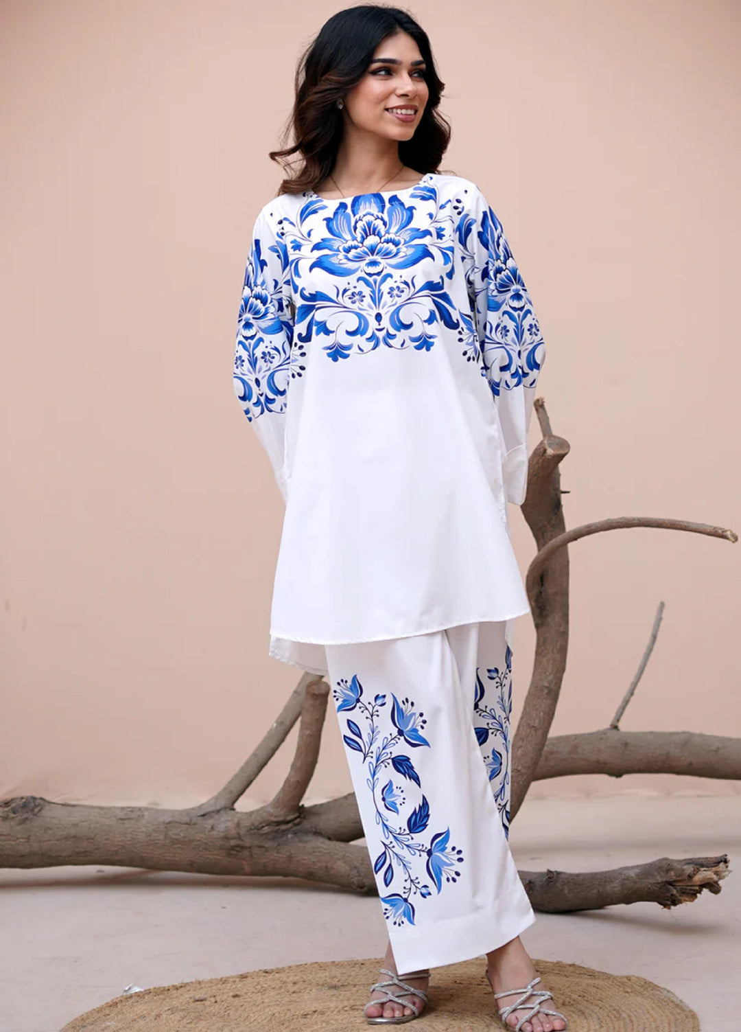 Nairah Women Pret Printed Crepe Suit NAH26PN Azure White - Spring Collection