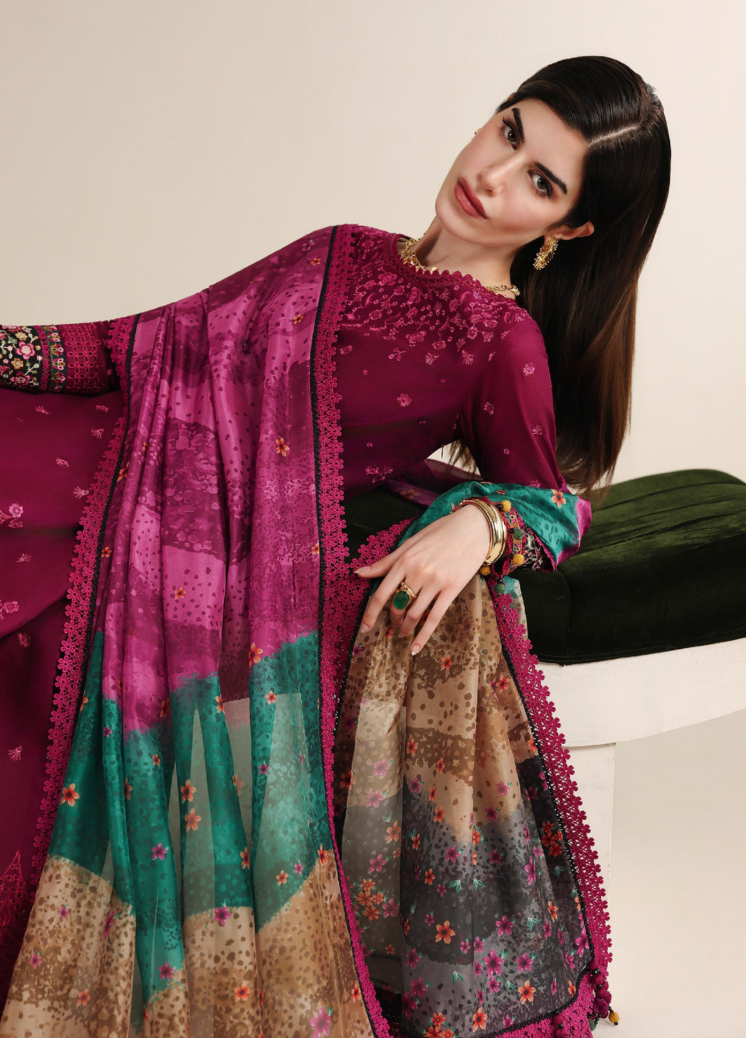Iris by Jazmin Unstitched Embroidered Lawn 3 Piece Suit JZ26ULI IL26-D02 - Eid Collection