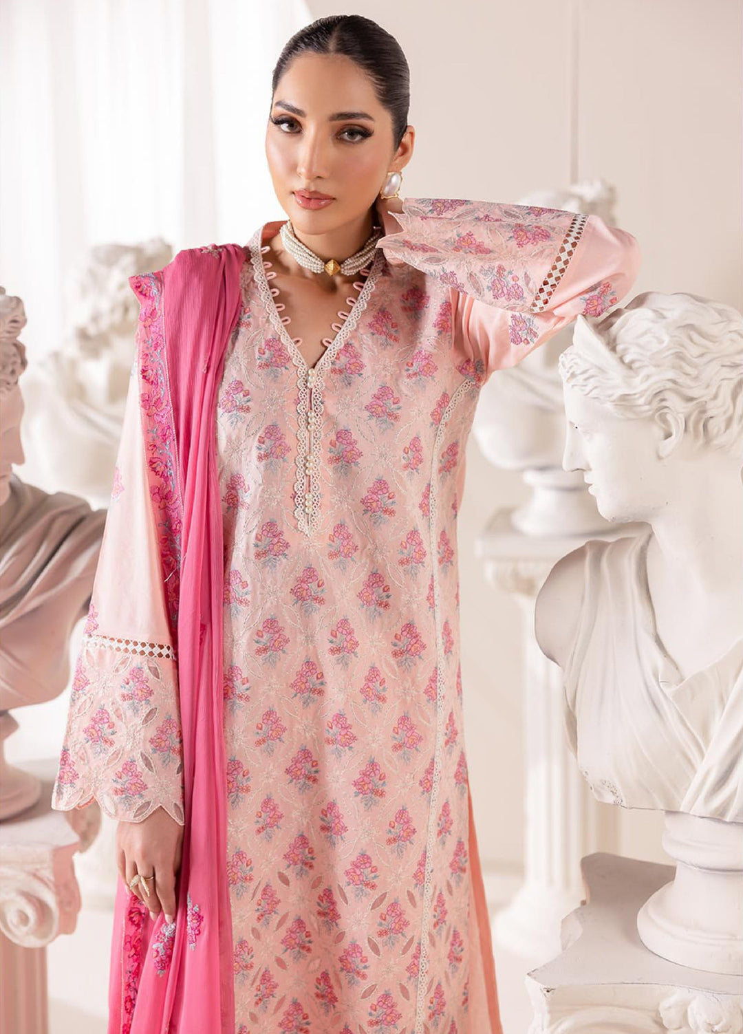 RajBari Exclusive Unstitched Embroidered Lawn 3 Piece Suit RB26UE D-2 - Summer Collection