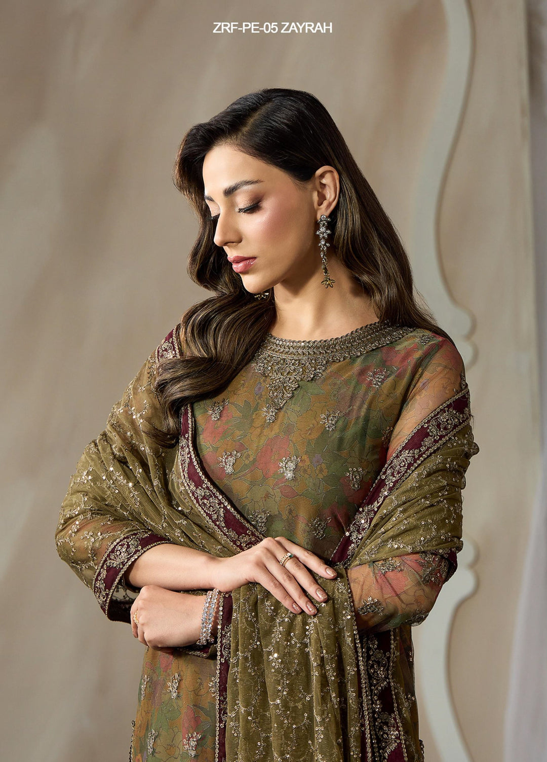 Fasana by Zarif Unstitched Embroidered Net 3 Piece Suit ZR26UF ZRF-PE-05 Zayrah - Festive Collection
