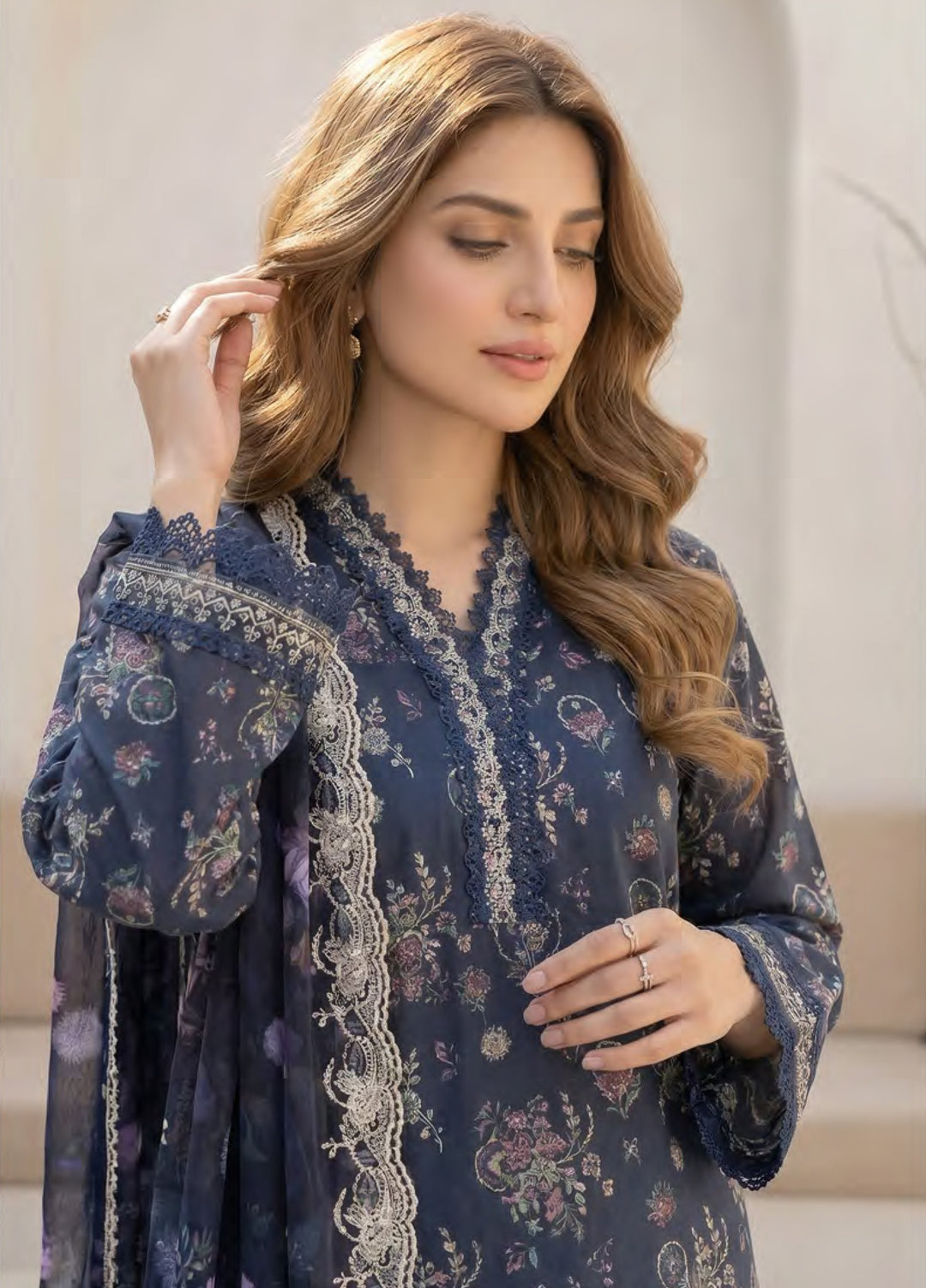 Lakhany Unstitched Printed Lawn 3 Piece Suit LSM26UP LG-RL-0471 - Casual Collection