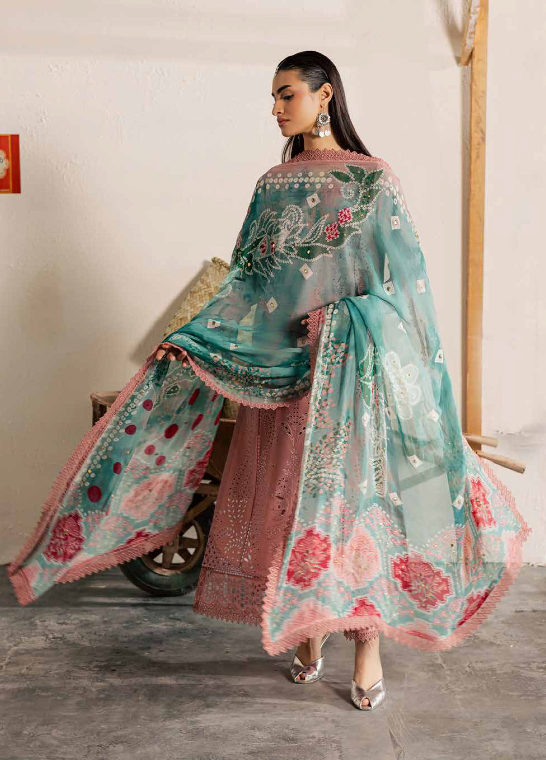 Bazar by Nureh Unstitched Chikankari Lawn 4 Piece Suit NU26UNL NE-252 - Eid Collection