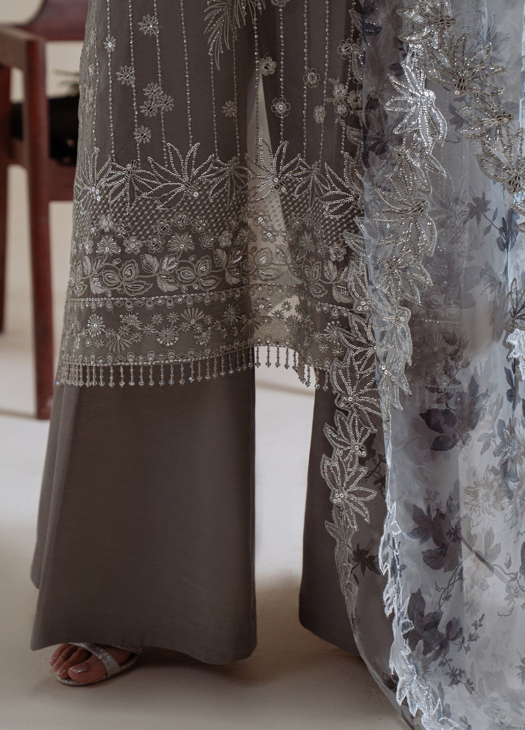 Luxe Atelier by Cross Stitch Unstitched Embroidered Organza 3 Piece Suit CS26ULA D-6  Smoky Radiance - Festive Collection