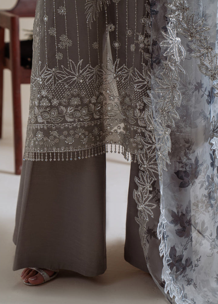 Luxe Atelier by Cross Stitch Unstitched Embroidered Organza 3 Piece Suit CS26ULA D-6  Smoky Radiance - Festive Collection