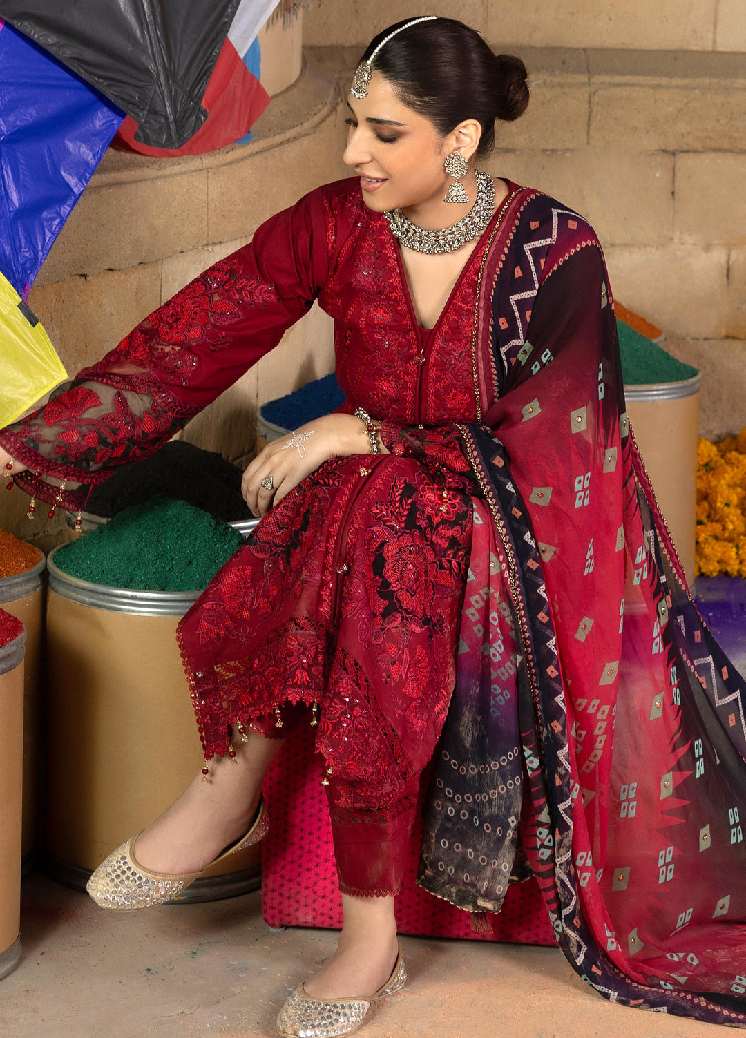 Bandhani by Al Zohaib Unstitched Embroidered Premium Lawn 3 Piece Suit AZ26UB D-9 - Summer Collection