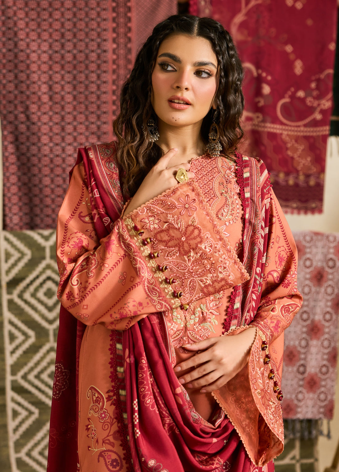 Zync by Florent One Nation Unstitched Khaddar Embroidered Suits 3 Piece FL25ON FL-9B - Winter Collection