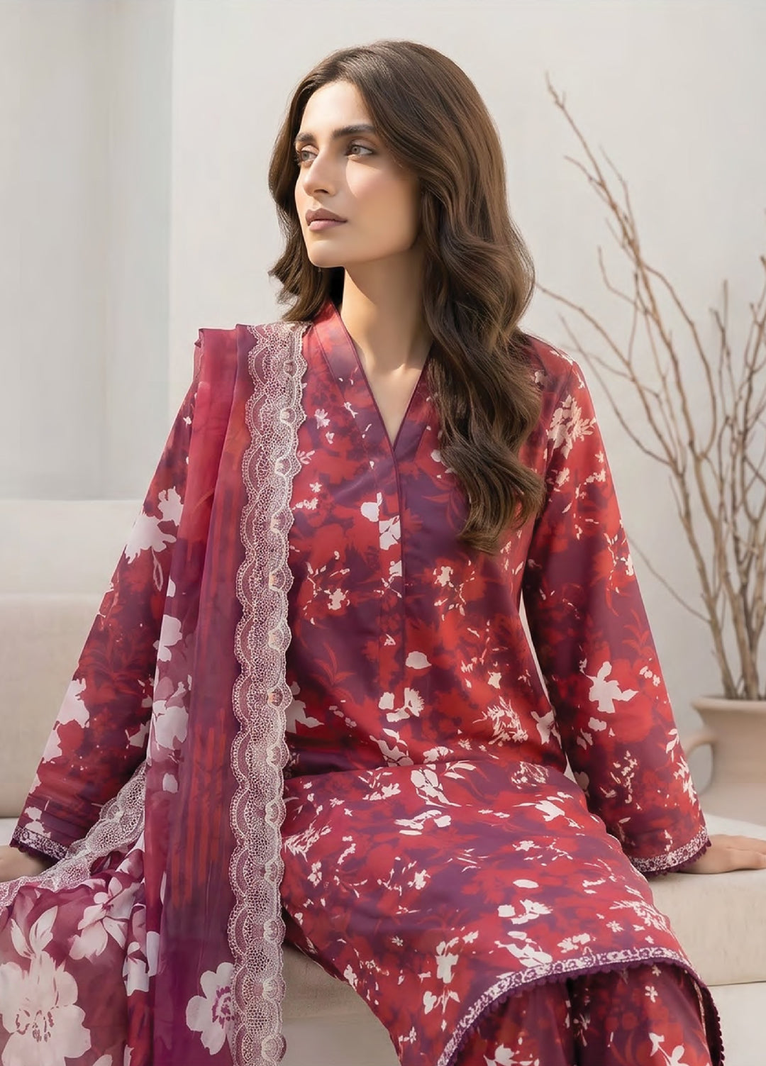 Lakhany Unstitched Printed Lawn 3 Piece Suit LSM26UP LG-SG-0127 - Casual Collection