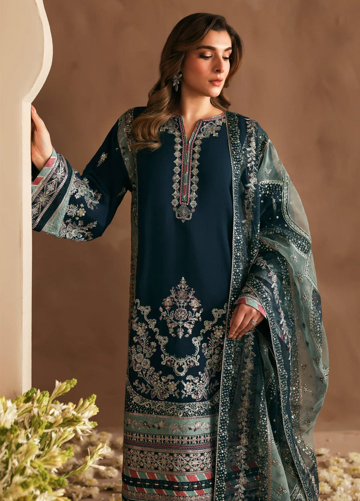 Xenia Formals Unstitched Embroidered Koraen Silk 3 Piece Suit XF26UF 09-ABAN - Festive Collection