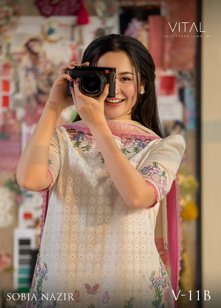 Vital by Sobia Nazir Unstitched Embroidered Lawn 3 Piece Suit SN26UVL 11B - Summer Collection