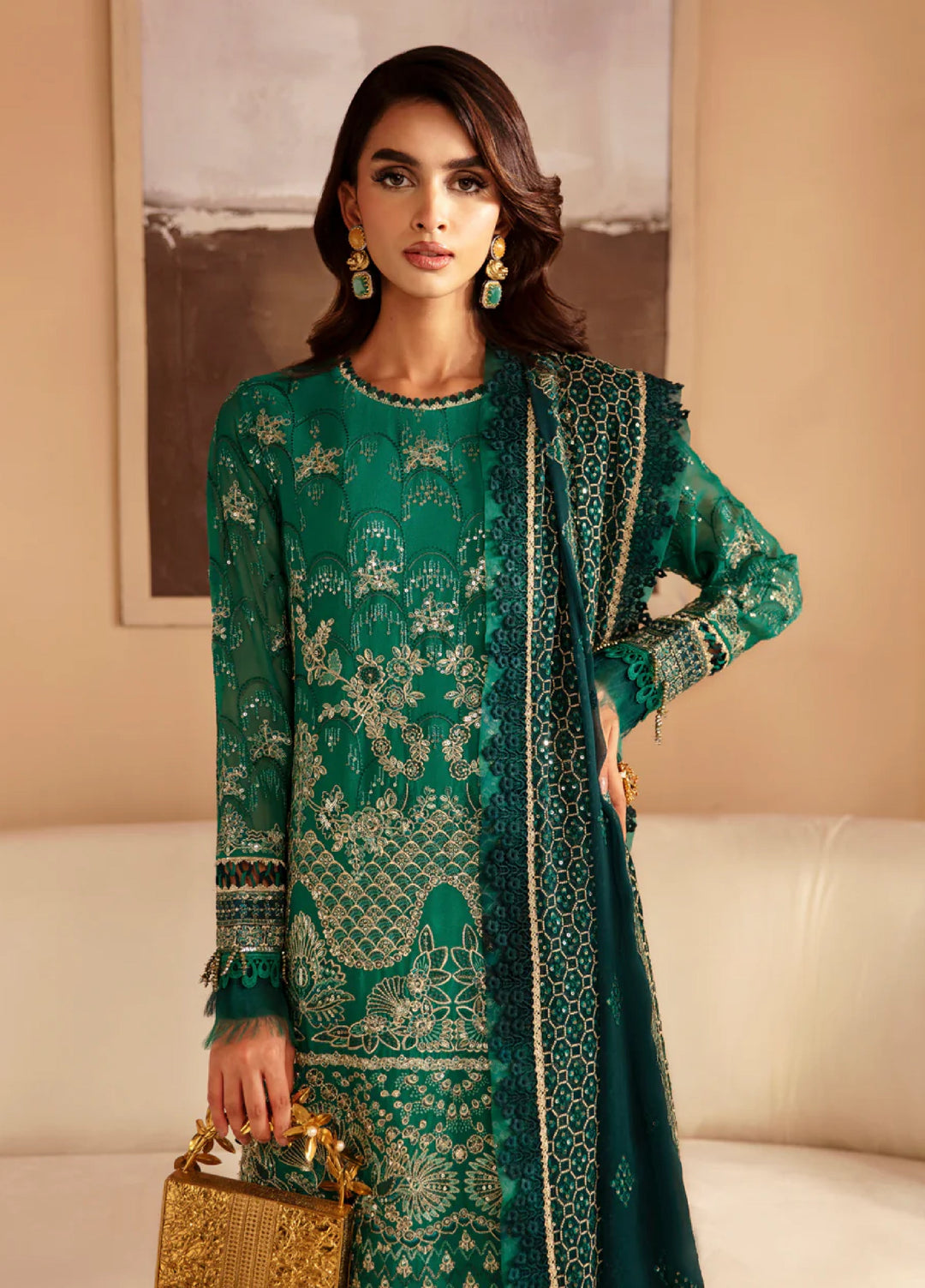 Xenia Formal Luxury Unstitched Embroidered Chiffon Suits 3 Piece XE25FL D-03 Mirai - Formals Collection