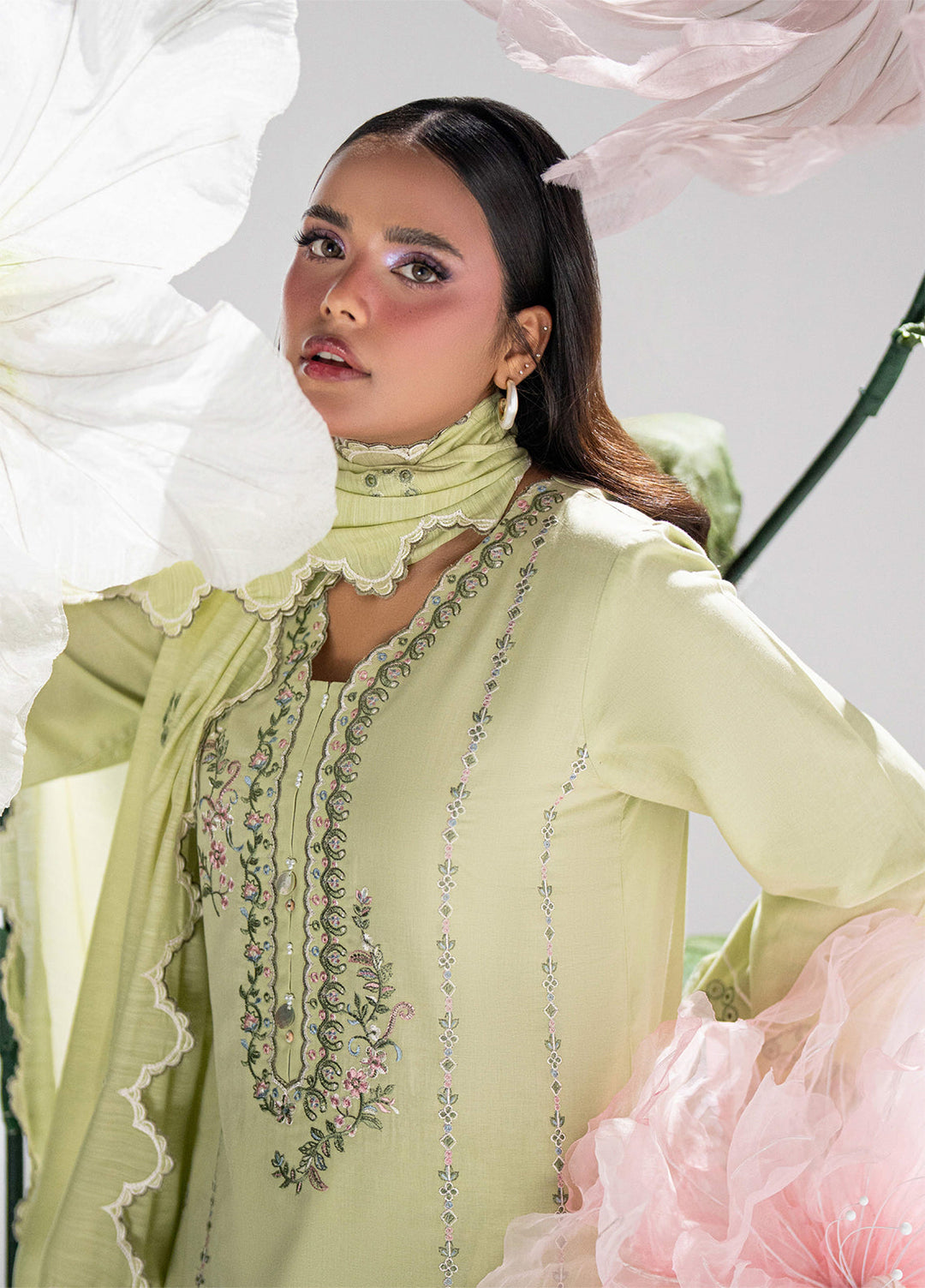 Blush N Bliss by Sahane Women RTW Embroidered Lawn 3 Piece Suit Mint Blush LP63001 Casual Collection