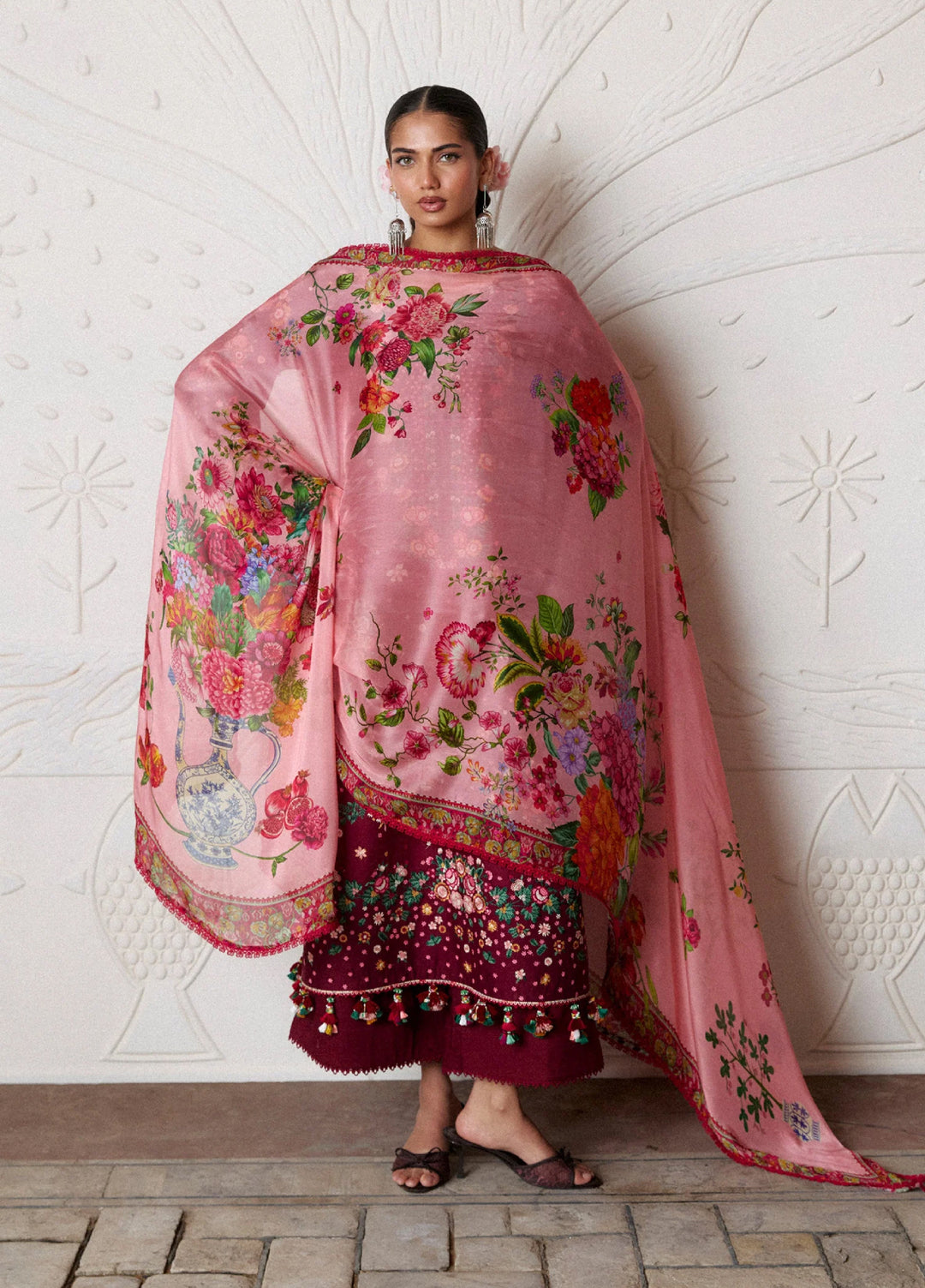 Zan by Hussain Rehar Unstitched Embroidered Lawn 3 Piece Suit HR26UZF Kestane D-78 - Festive Collection
