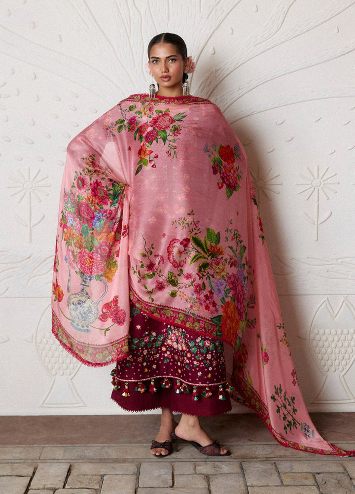 Zan by Hussain Rehar Unstitched Embroidered Lawn 3 Piece Suit HR26UZF Kestane D-78 - Festive Collection