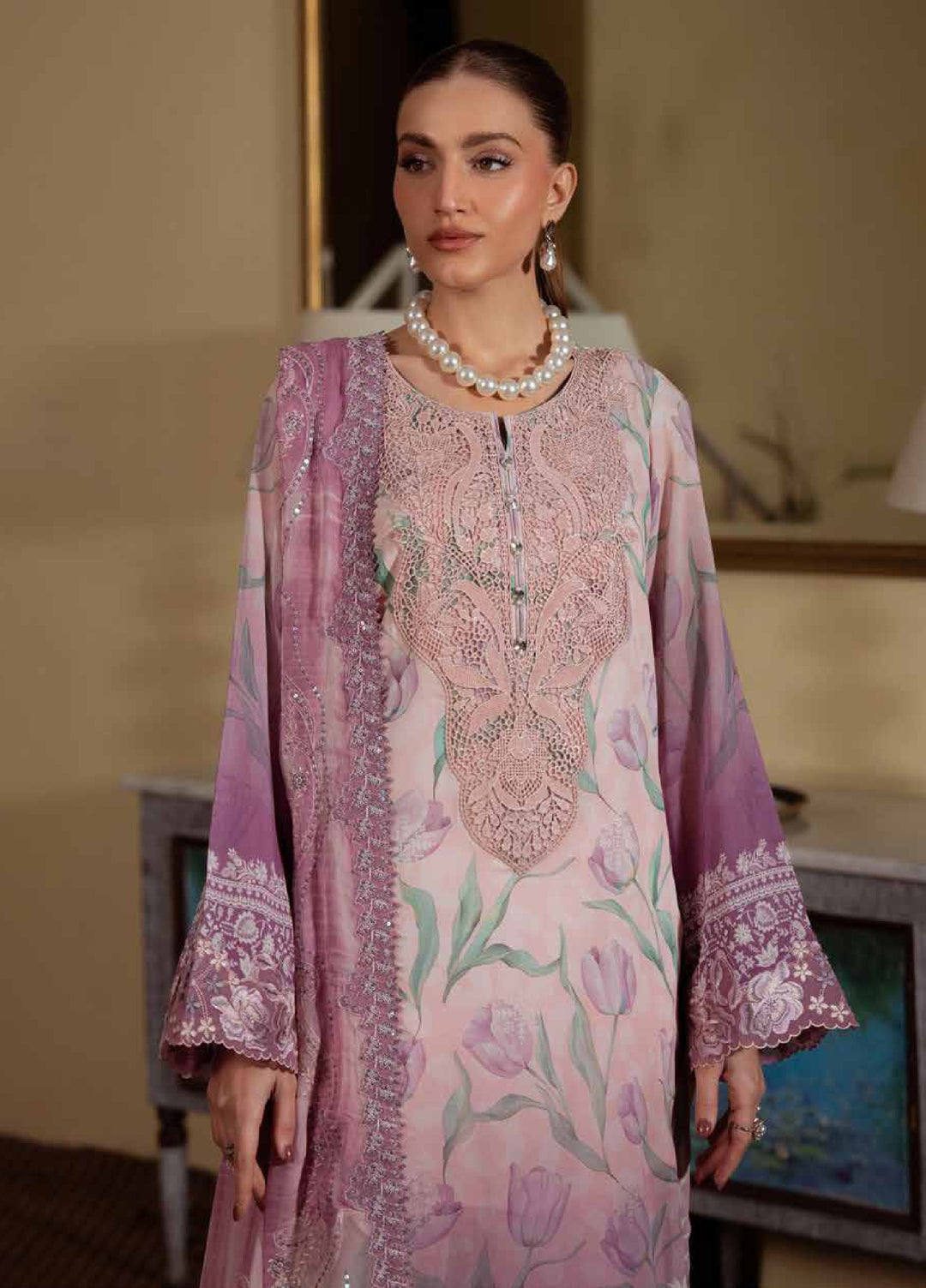 Maya by Nureh Unstitched Embroidered Swiss Lawn 3 Pcs Suit NU26UM NS-159 - Summer Collection