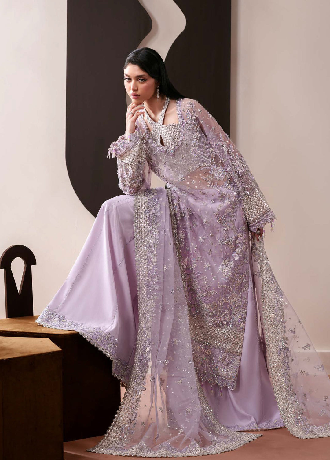 Starlet Jewels by Emaan Adeel Unstitched Embroidered Organza 3 Piece Suit EA26USF Lapis - Festive Collection