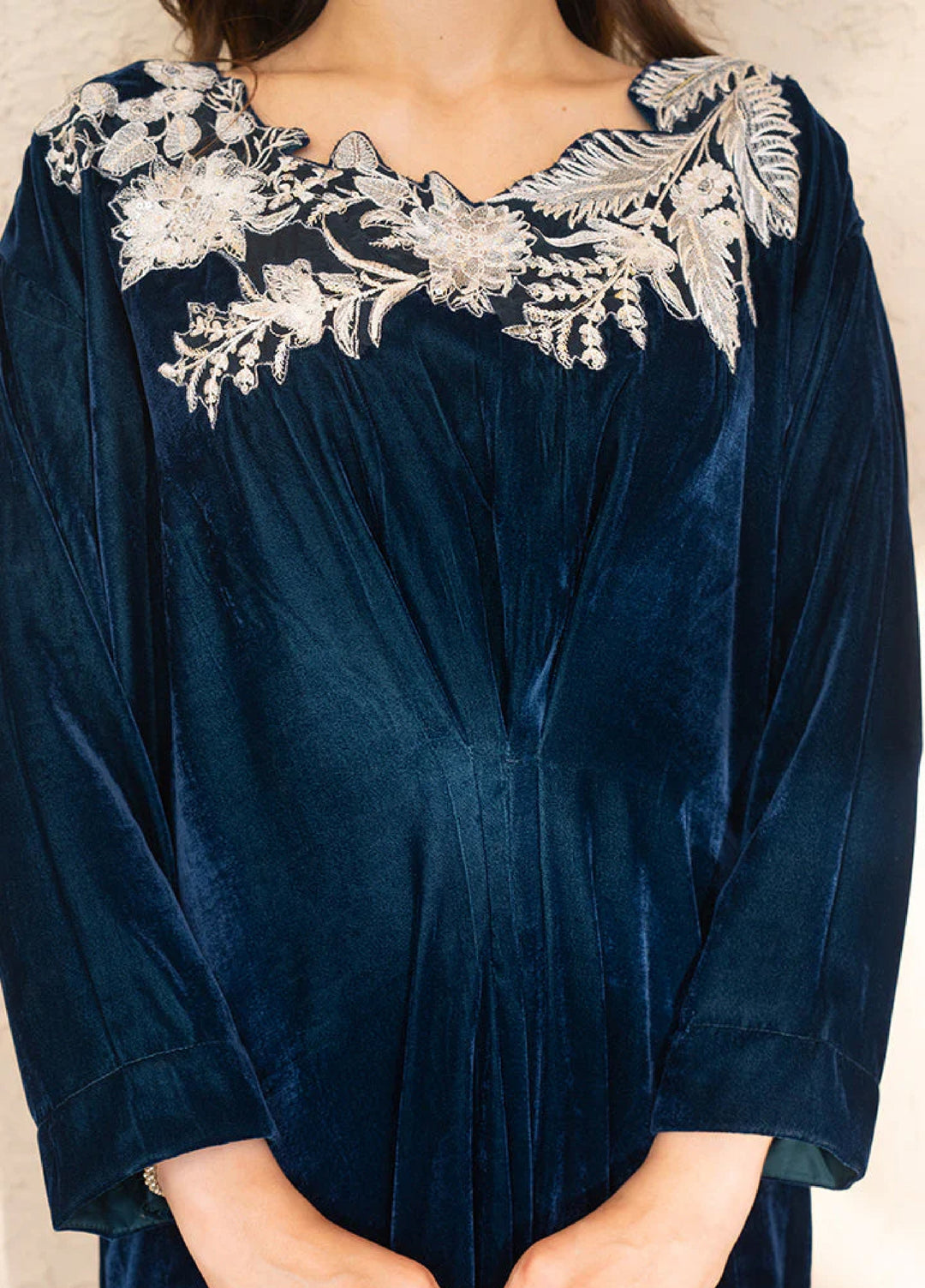 Winter Hues by Naayas Women Pret Embroidered Kaftaan Velvet Zinc Dream - Winter Collection