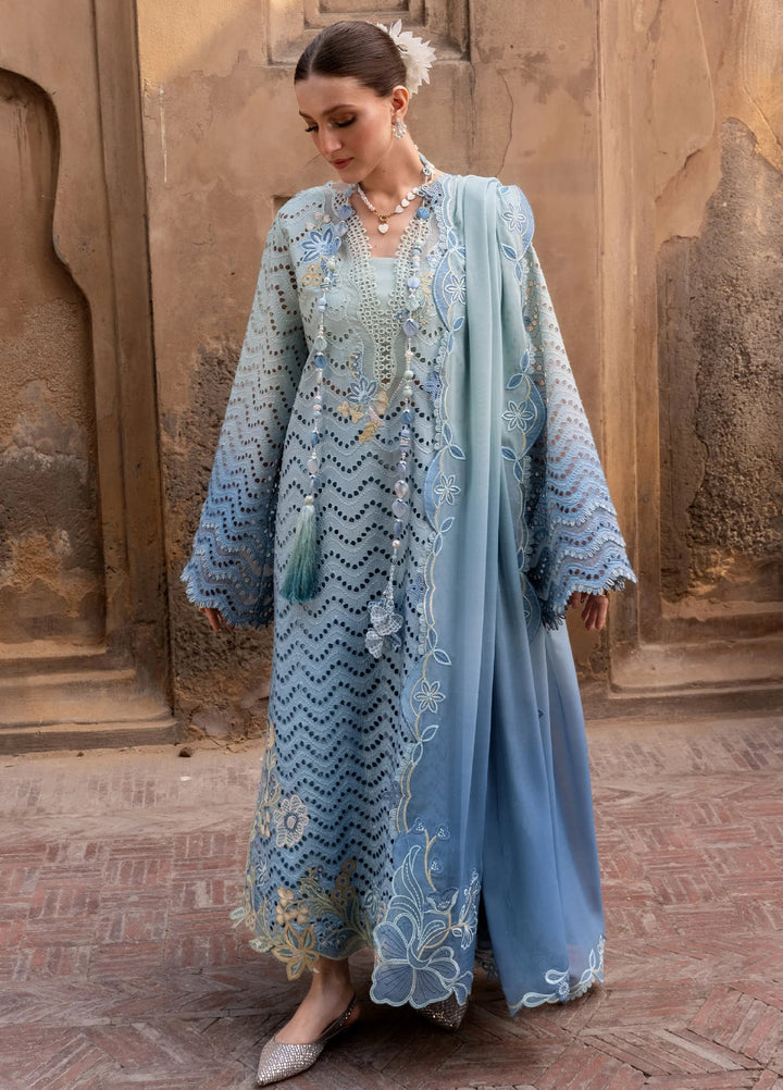 Flow by Crimson Unstitched Embroidered Lawn 3 Piece Suit CR26UFL D8 A-Ocean - Festive Collection