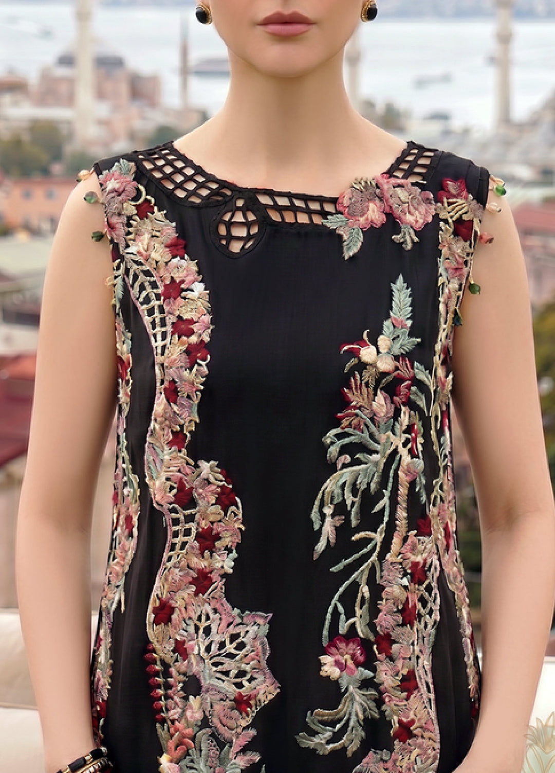 Asifa and Nabeel Unstitched Embroidered Lawn 3 Piece Suit AN26ULE Smoke Pearl VSL 26-08 - Eid Collection
