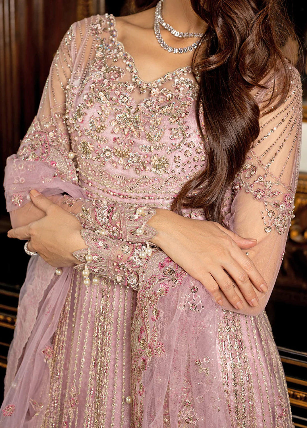 Darling by Mushq Unstitched Embroidered Net 4 Piece Suits MU25DW Geet - Wedding Collection