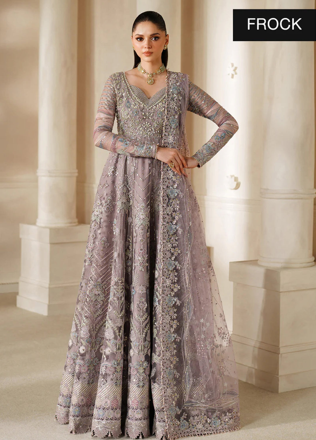 Chantelle by Baroque Unstitched Net Embroidered Suits 3 Piece BQ25FC CH14-04 - Festive Collection