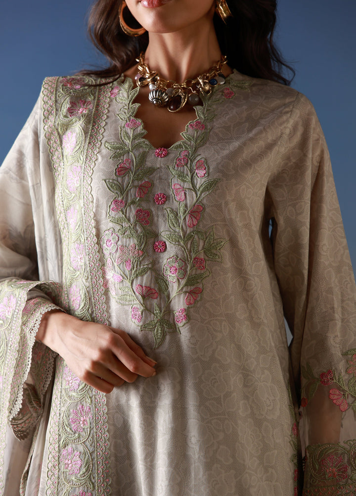 Mirha by Sahar Unstitched Embroidered Lawn 3 Piece Suit SS1-26-38 Ivory Petaline - Summer Collection