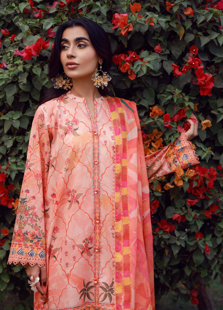 Mirha by Sahar Unstitched Printed Lawn 3 Piece Suit SS1-26-04 Peachy Cascade  - Summer Collection