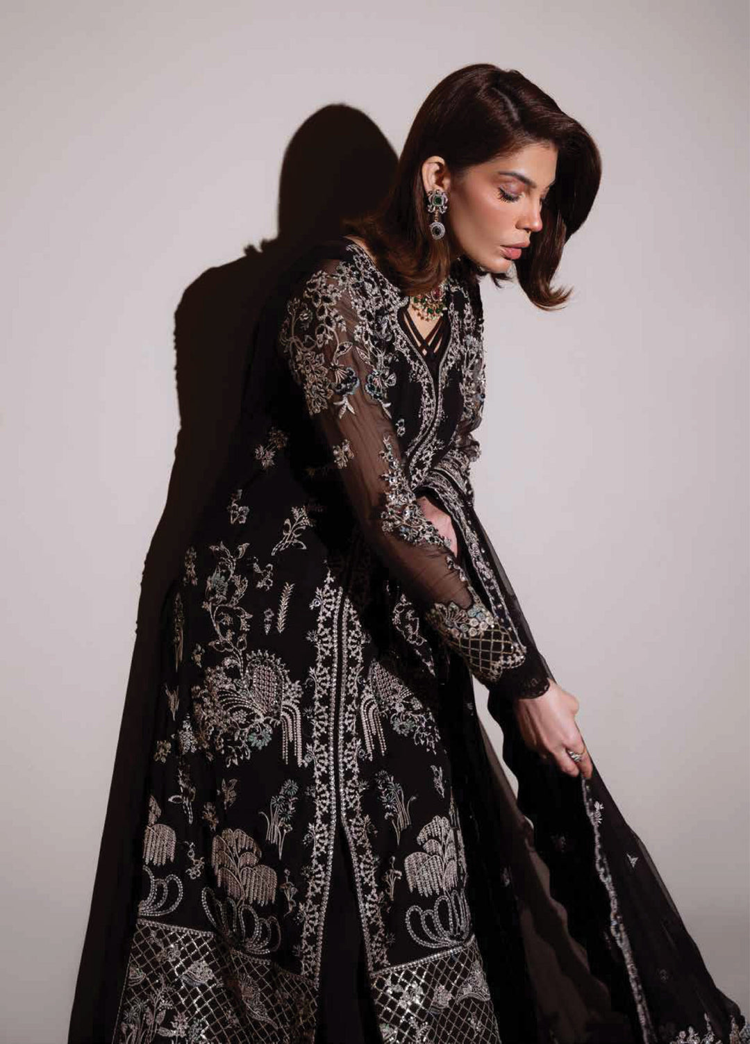 Elaya Luxury by Nureh Unstitched Chiffon Embroidered 3 Piece Suit NU26EL NEL-89 - Festive  Collection