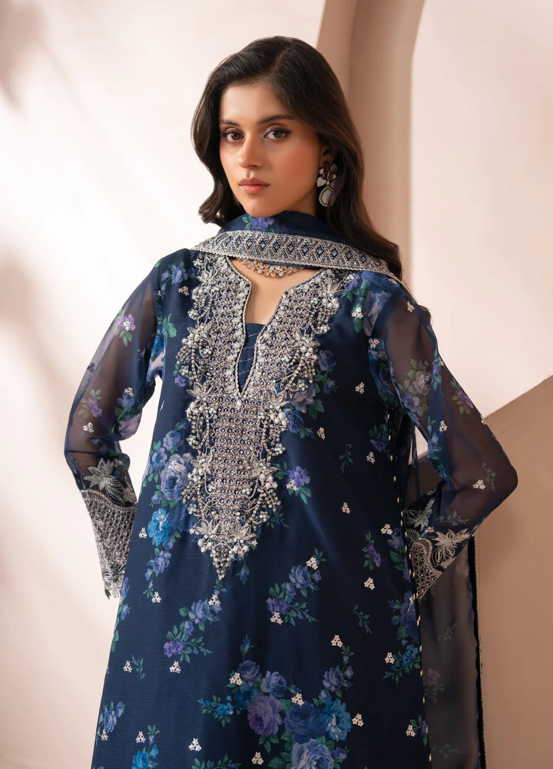 Xenia Formals Unstitched Embroidered Chiffon 3 Piece Suit XF26UF D-05 Omaira - Festive Collection