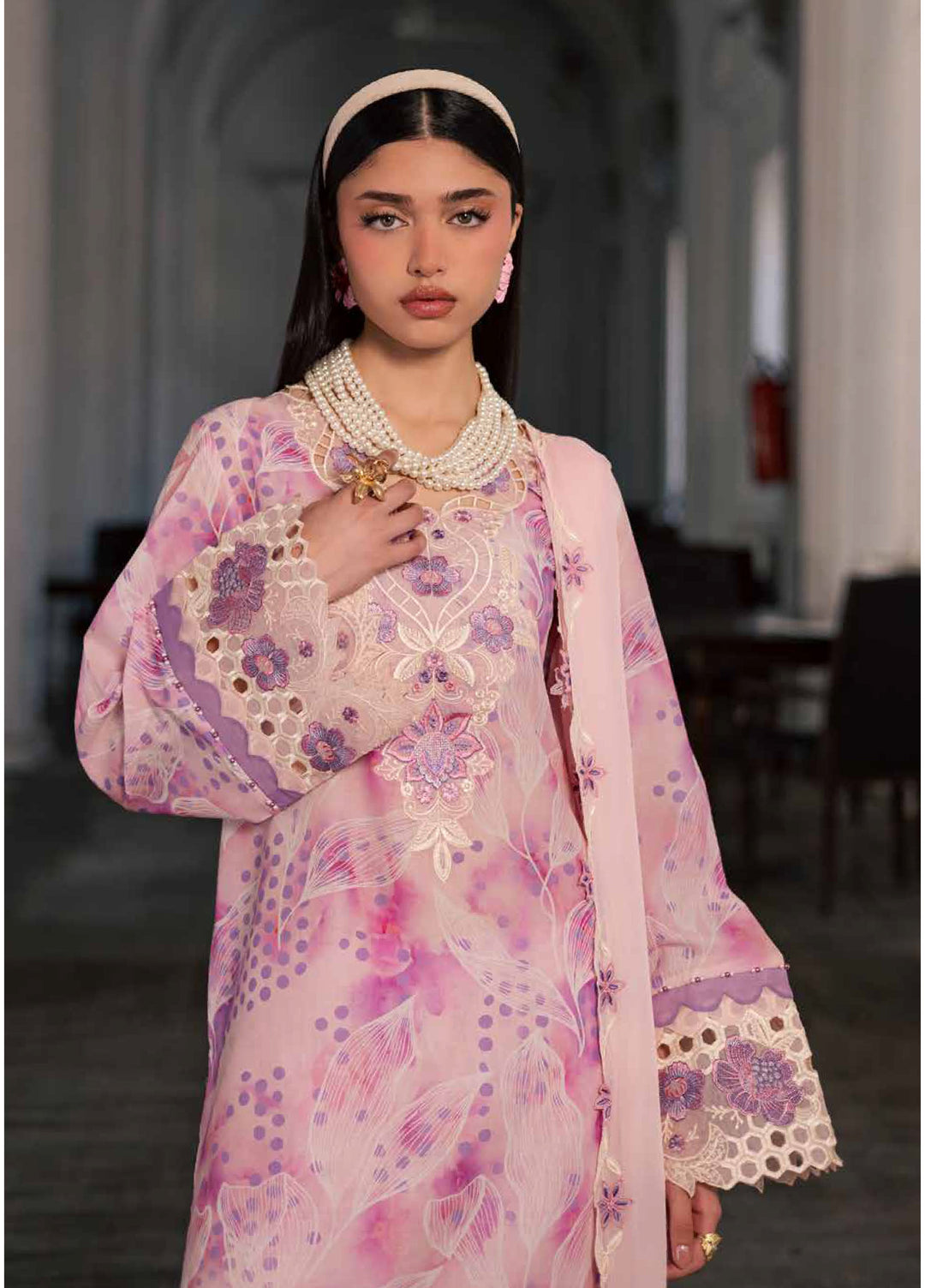 Maya by Nureh Unstitched Embroidered Luxury Lawn 3 Piece Suit NU26ULM NS-165 - Summer Collection