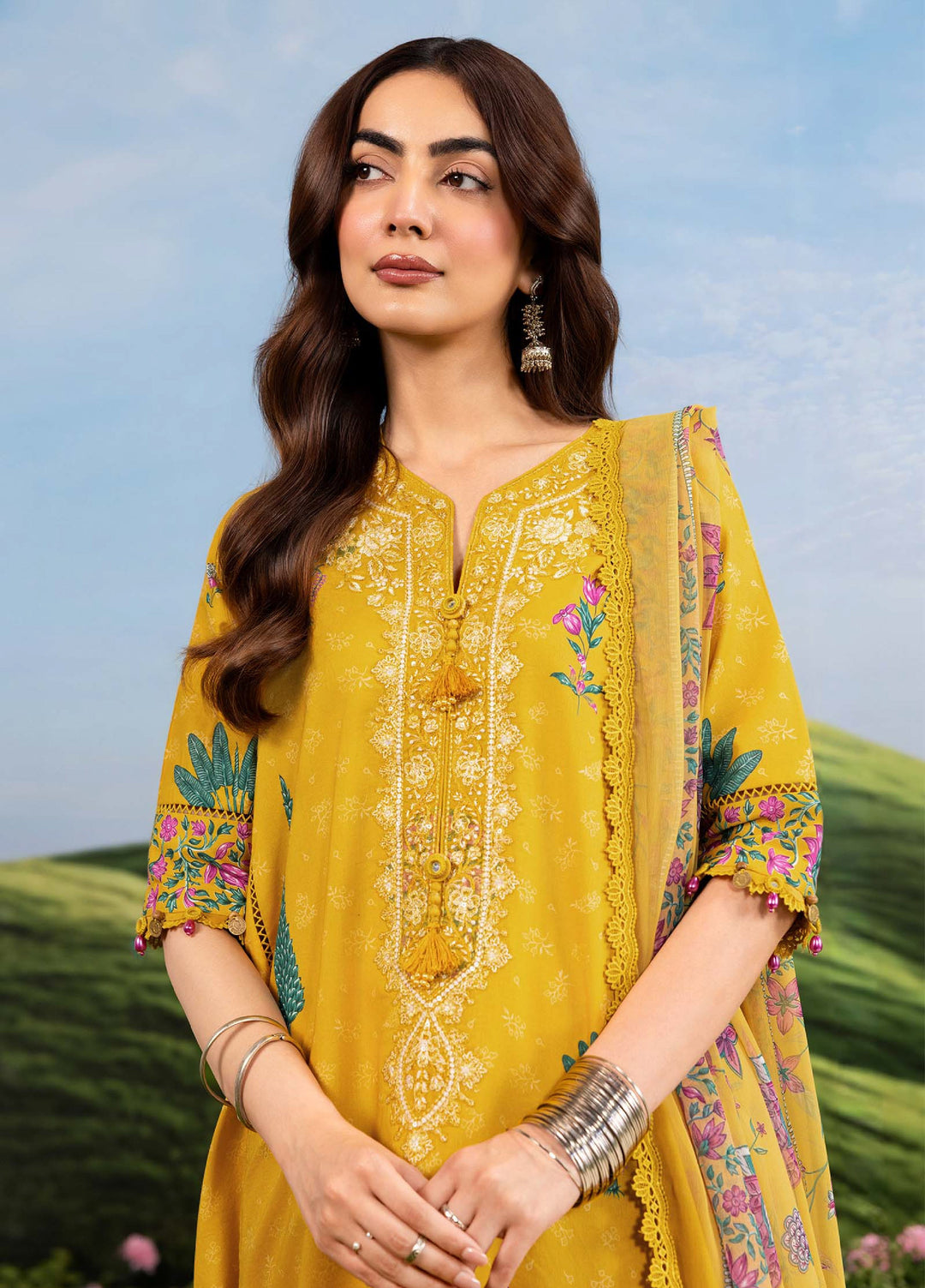 M Basics by Maria B Unstitched Embroidered Lawn 3 Piece Suit MB26SSEL MB-CUSV14-03A - Eid Collection