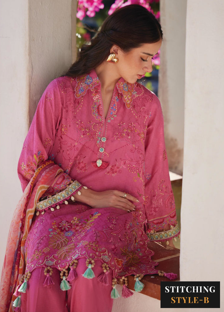 Farah Talib Aziz Unstitched Embroidered Lawn 3 Piece Suit FTA26UL FTA-05 PALMIRA PINK - Summer