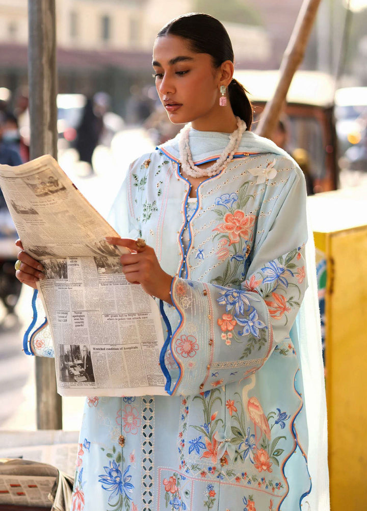 Wild Flower by Zaha Unstitched Embroidered Lawn 3 Piece Suit ZK26UWL ZF26-10 Forget Me Not Breeze - Festive Collection
