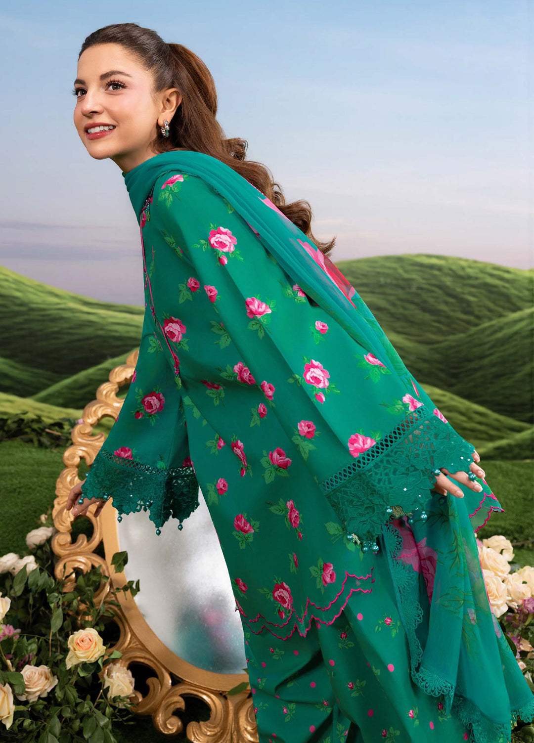 M Basics by Maria B Unstitched Embroidered Lawn 3 Piece Suit MB26SSEL MB-CUSV14-09A - Eid Collection