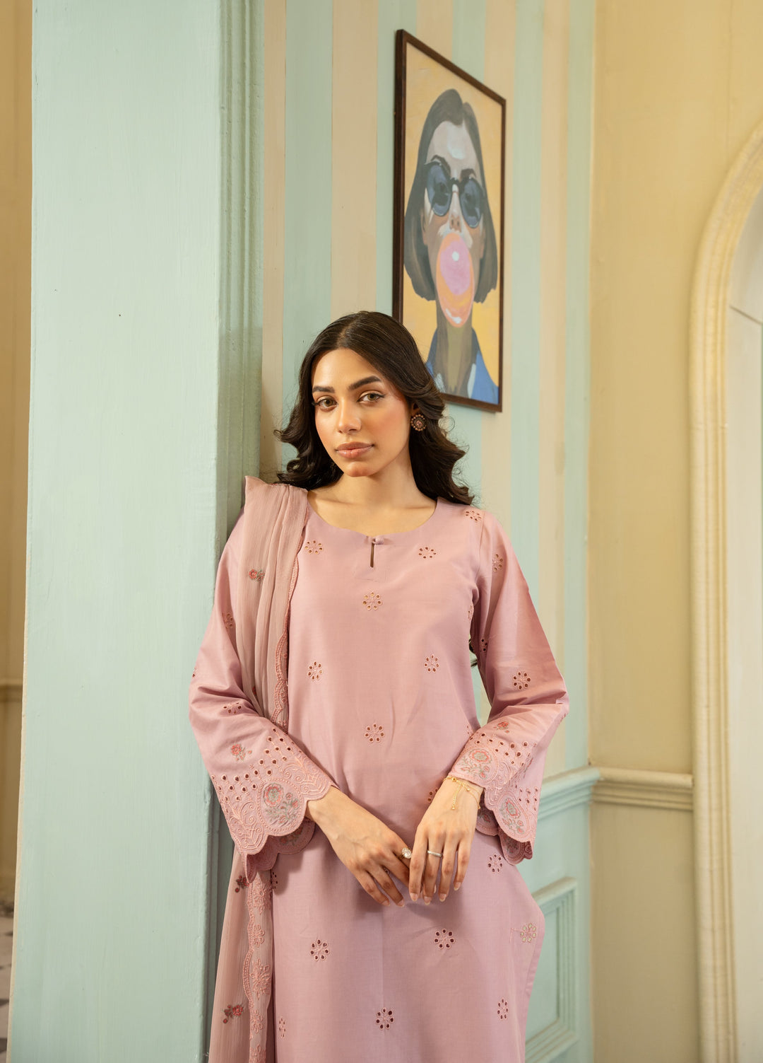 Naaz Couture Women RTW Embroidered Lawn 3 Piece Suit Tea Rose - Casual Collection